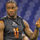 Josh Conerly Jr. during the NFL combine, a major part of the Washington Commanders draft picks process.