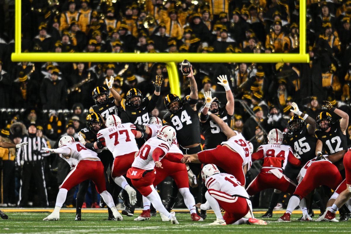 Yahya Black prepares for a defensive snap with the Iowa Hawkeyes