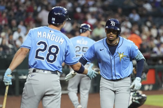 Ha Seong Kim in pre-game training with the Tampa Bay Rays