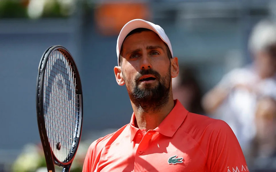 Jack Draper serves during his Madrid Open victory, demonstrating his aggressive playing style.
