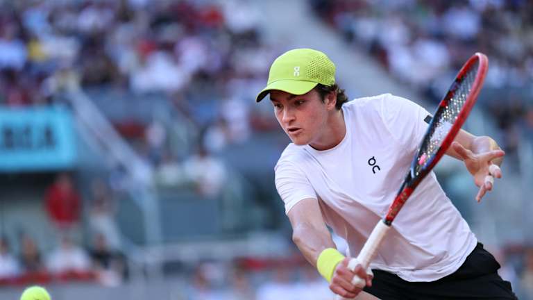 Tommy Paul in action during the Madrid Open warmup