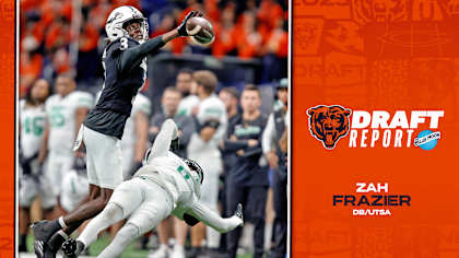Zah Frazier celebrates being drafted by the Chicago Bears in the 2025 NFL Draft