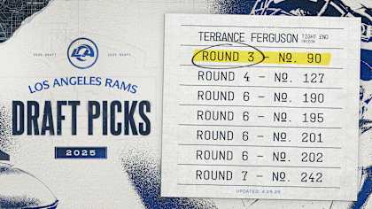 Terrance Ferguson with the Los Angeles Rams after being picked in the 2025 NFL Draft