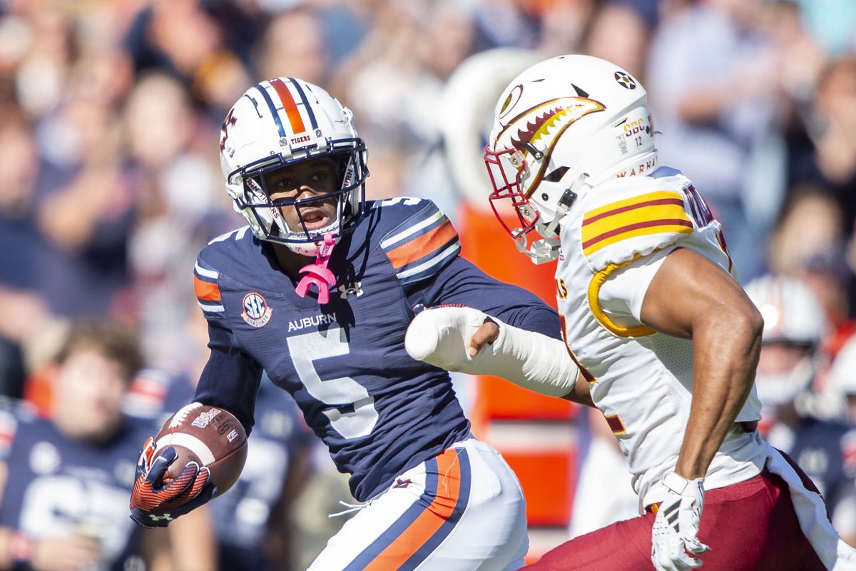 KeAndre Lambert-Smith runs a drill at the NFL Combine
