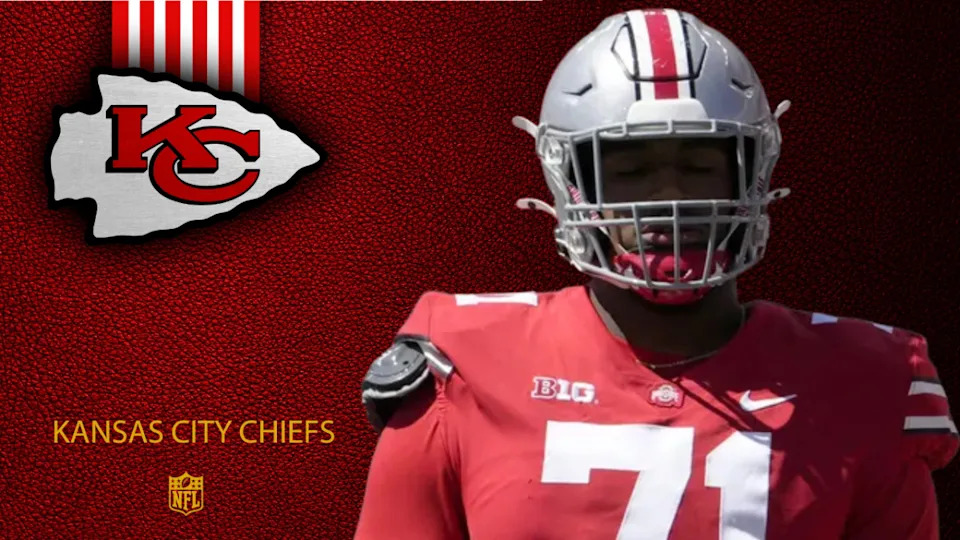 Ohio State offensive tackle Josh Simmons after being selected by the Kansas City Chiefs in the 2025 NFL Draft