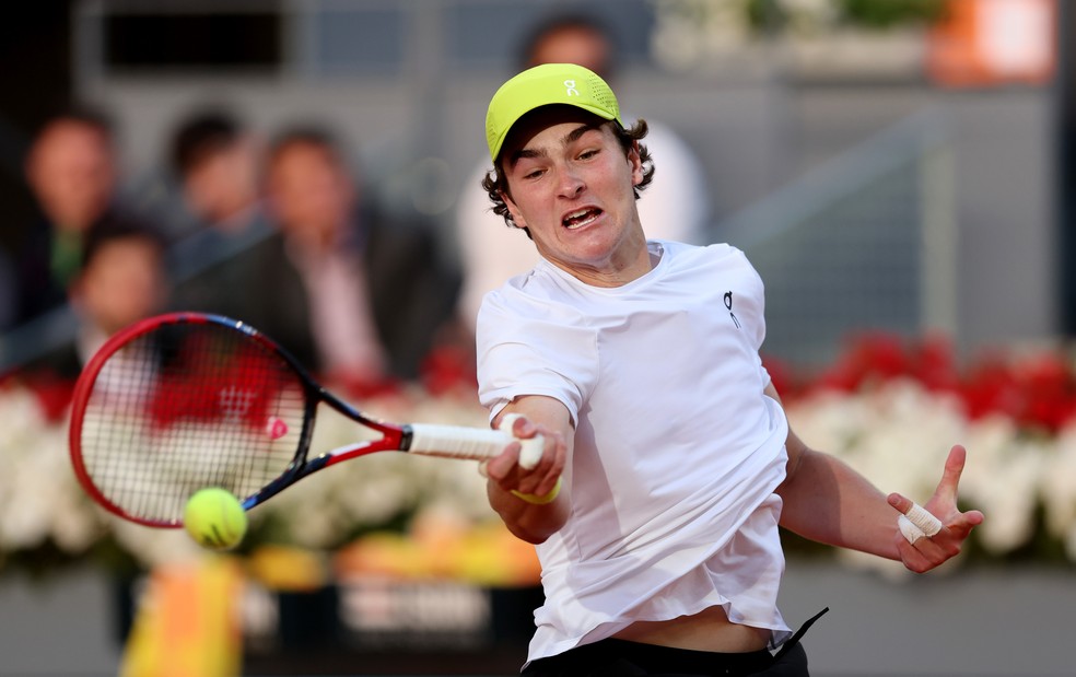 Joao Fonseca durante partida do Madrid Open