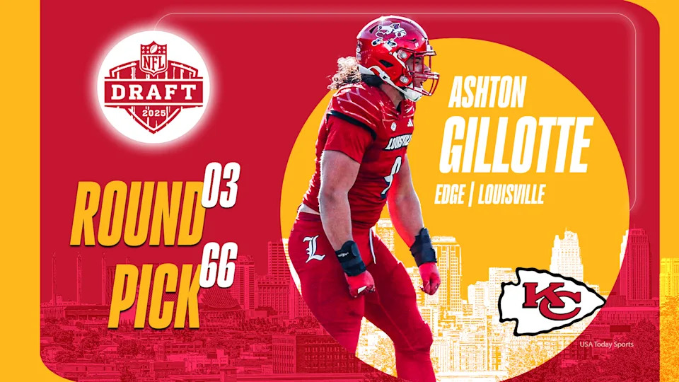 Ashton Gillotte celebrates after a game, showing the intensity he brings to the Kansas City Chiefs defense