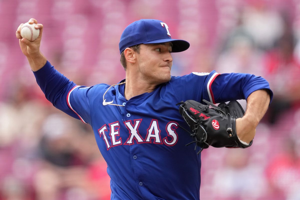 Jack Leiter delivers a pitch for the Texas Rangers