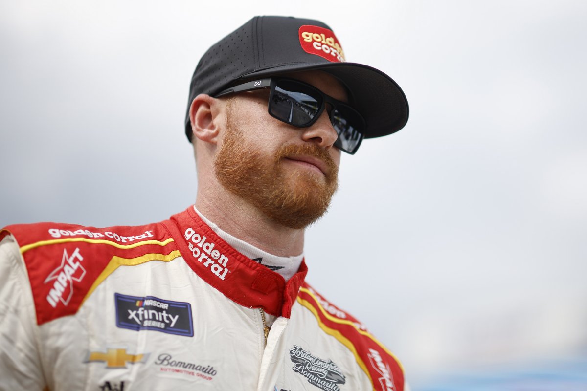 Jeb Burton racing at Talladega, narrowly missing a win
