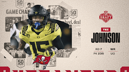Elijah Roberts celebrating his selection by the Tampa Bay Buccaneers