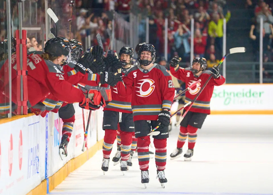 Ottawa Charge players celebrate crucial win