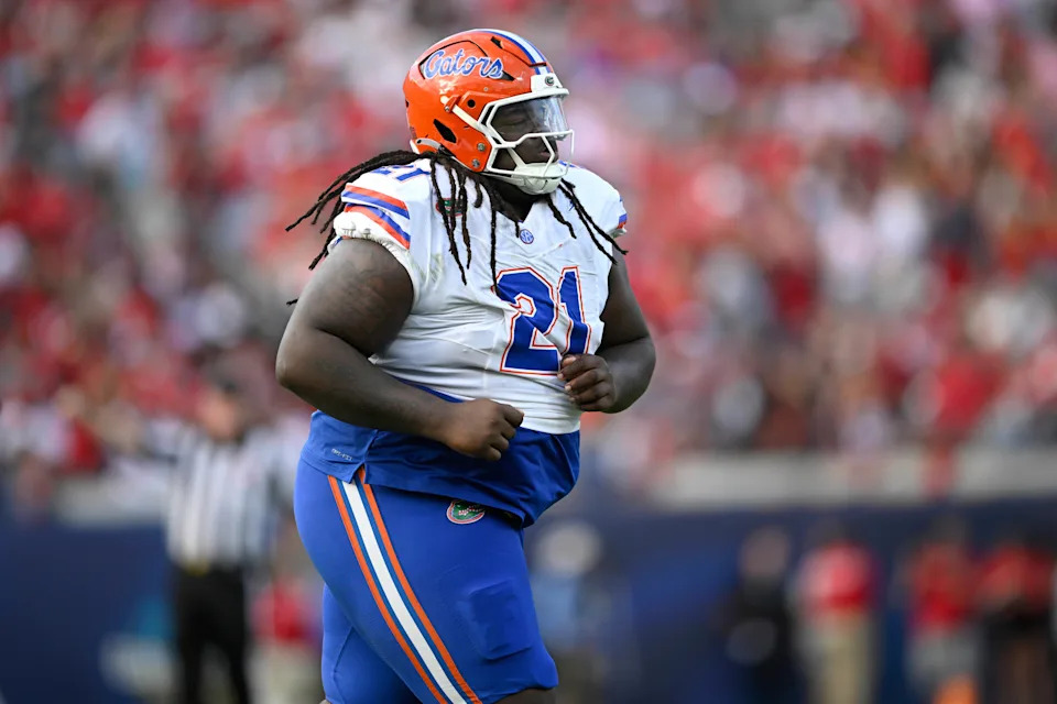 Desmond Watson during pre-draft training, showcasing his physical presence as a top prospect in the desmond watson nfl draft