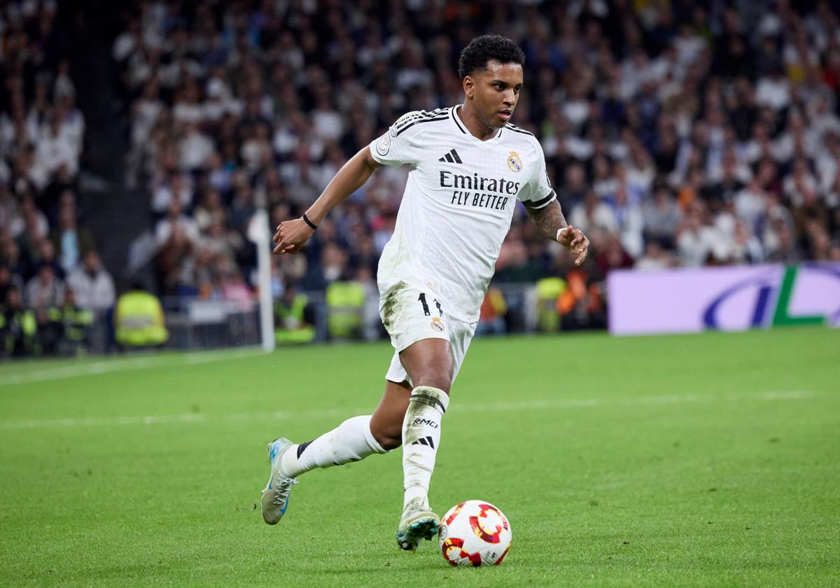 Rodrygo celebrando un gol con el Real Madrid