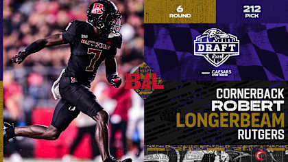 Robert Longerbeam celebrates after being drafted by the Baltimore Ravens