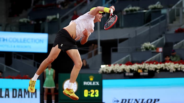 Frances Tiafoe in action at the Mutua Madrid Open