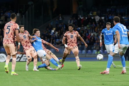 Scott McTominay celebrates after scoring for Napoli FC in Serie A