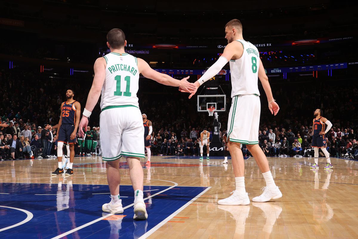Payton Pritchard celebrates a big play during the NBA Playoffs