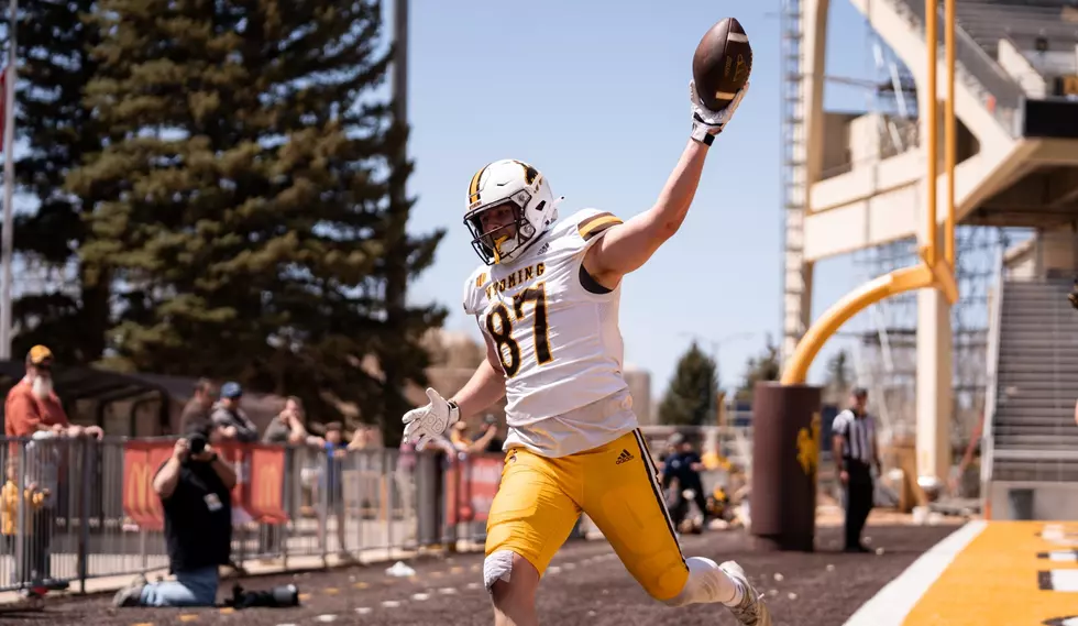 Wyoming Cowboys football team in action during the spring game