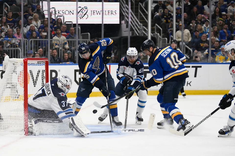 Jets vs Blues playoff action