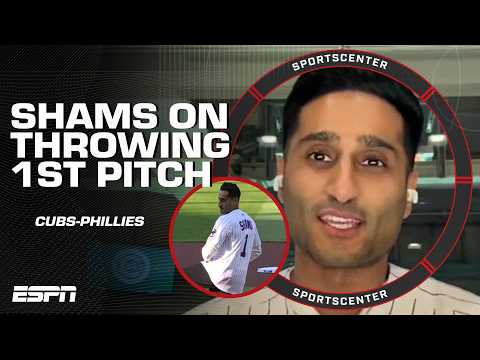 Shams Charania throws ceremonial first pitch at Wrigley Field