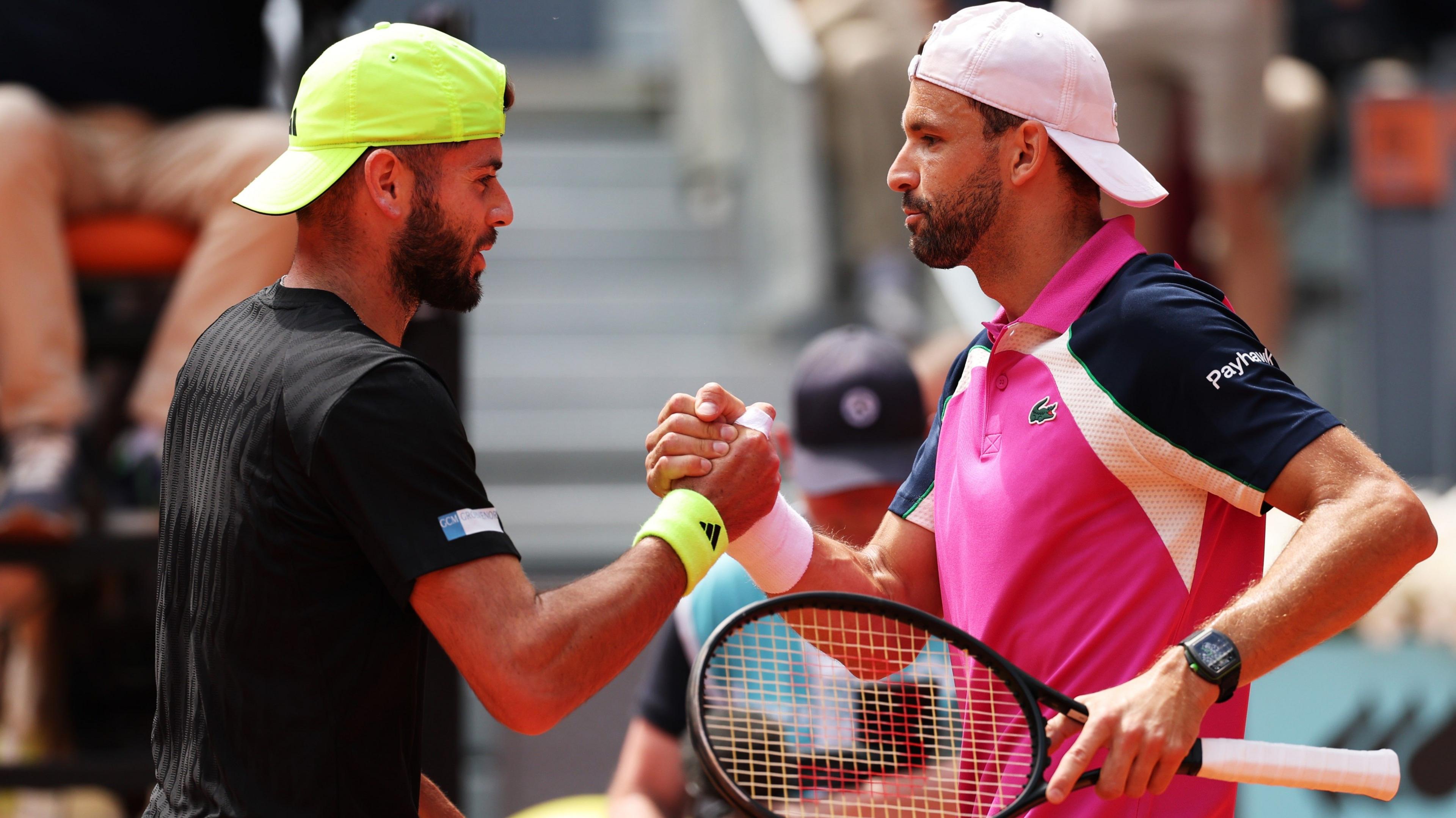 Grigor Dimitrov playing at the Madrid Open