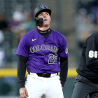 Colorado Rockies player at bat during a tough 2025 season