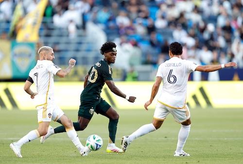 Action from Portland vs LA Galaxy at Dignity Health Sports Park, April 2025