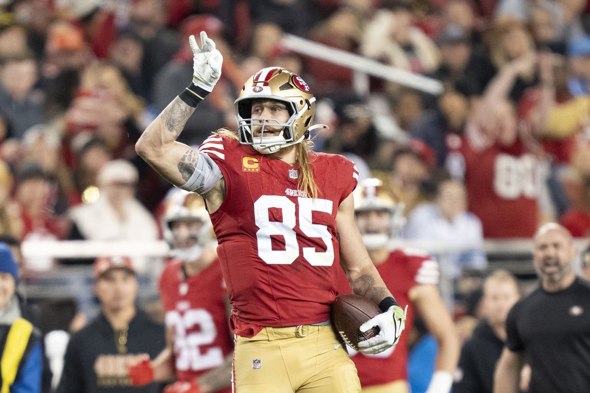 George Kittle catching a pass for the San Francisco 49ers