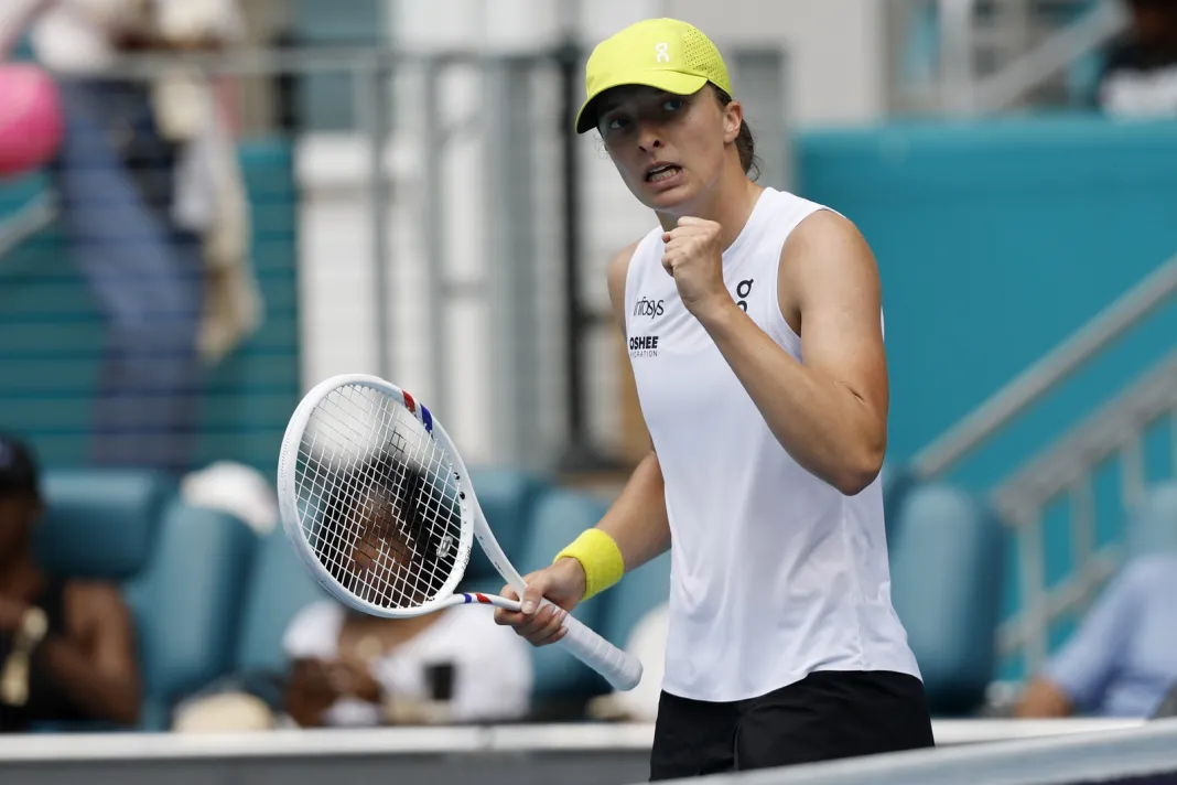 Mirra Andreeva celebrates a win at the Mutua Madrid Open