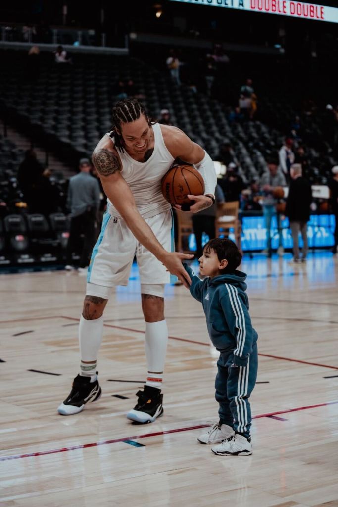 Aaron Gordon of the Denver Nuggets celebrates after a game-winning dunk