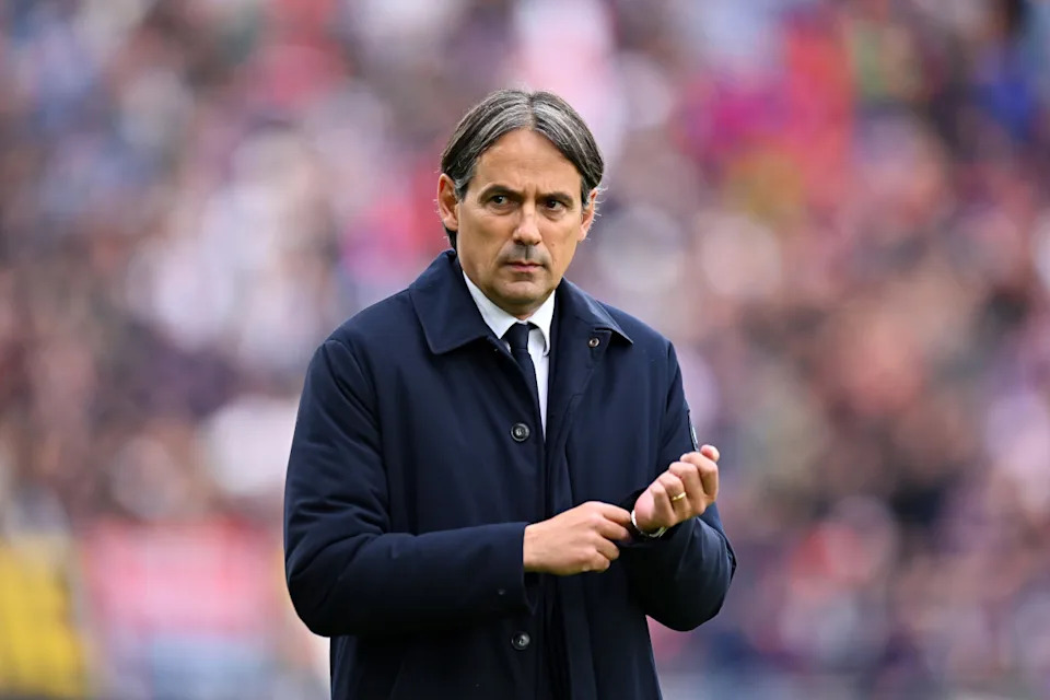 Inter Milan manager Simone Inzaghi watching his team from the sidelines