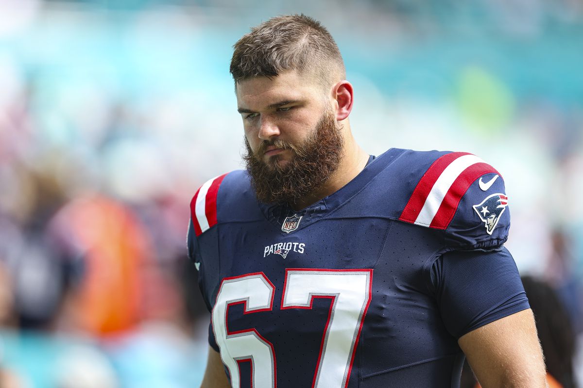 Jake Andrews on the field for the New England Patriots
