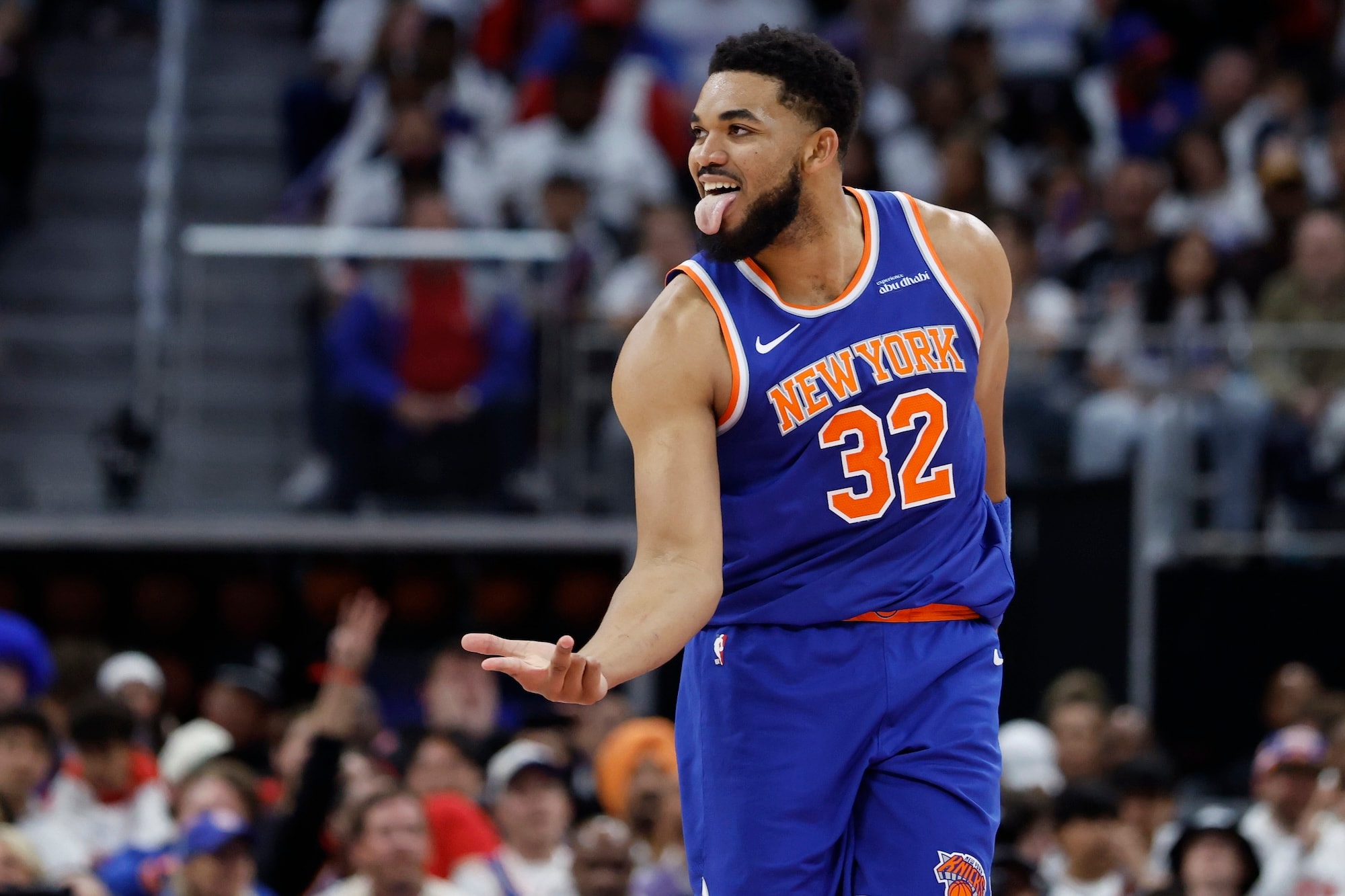 Jalen Brunson drives to the basket for the Knicks in the NBA playoffs