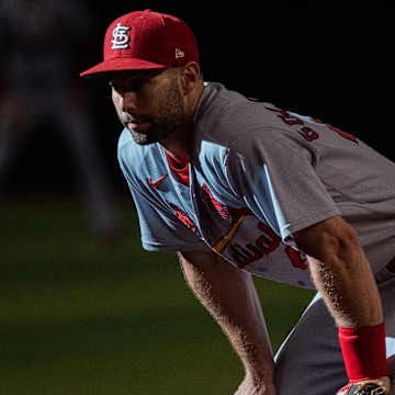 Paul Goldschmidt bats for the Yankees at Yankee Stadium.