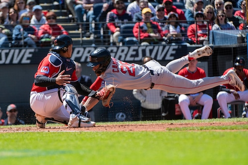 Kristian Campbell hustling on the basepaths for the Boston Red Sox