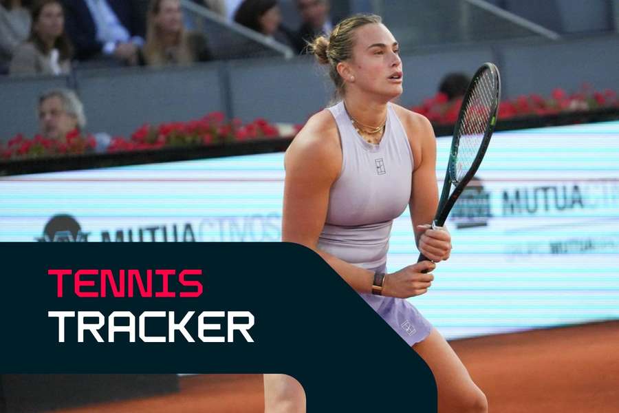 Madison Keys hitting a forehand during the Madrid Open