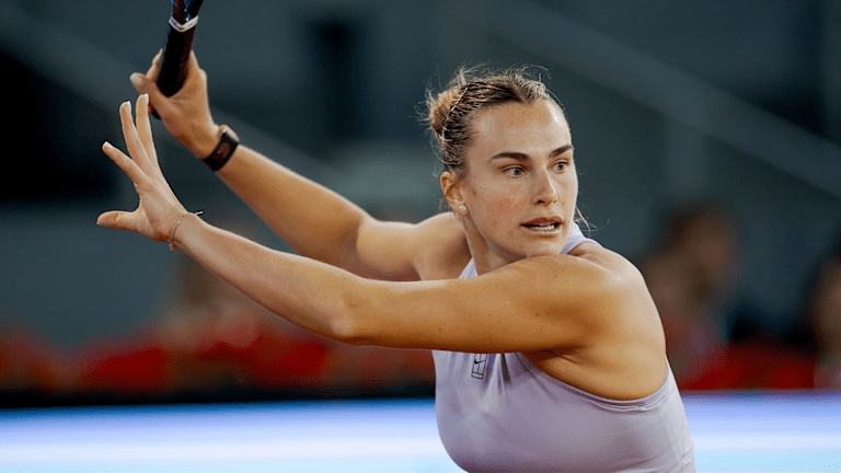 Marta Kostyuk in action at the Madrid Open quarterfinals