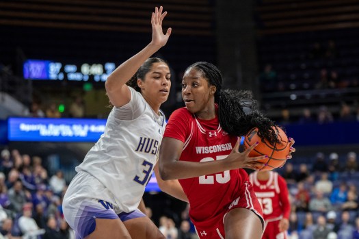 Serah Williams with UConn colors, symbolizing her high-profile transfer.