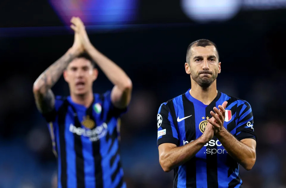 Henrikh Mkhitaryan celebrates with Inter Milan fans