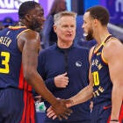 Jalen Brunson celebrating during the NBA playoffs, representing the Knicks next game excitement.