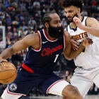 Players in action during the 2025 NBA bracket playoffs