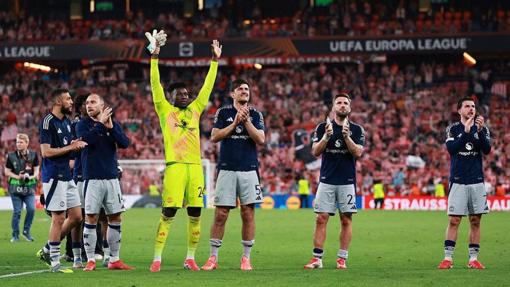 Bruno Fernandes celebrates during Athletic Club vs Man United Europa League semi-final