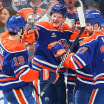 Edmonton Oilers celebrating playoff victory at Rogers Place