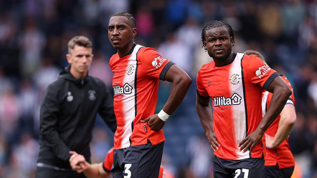 Luton Town players during their crucial match at The Hawthorns