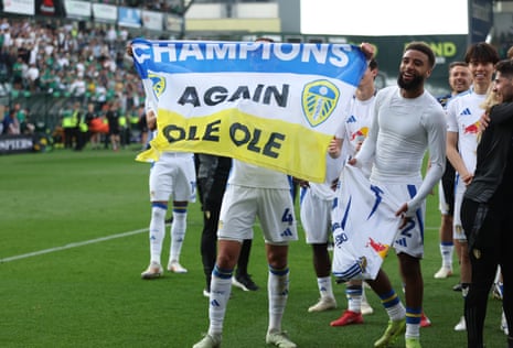 Leeds United celebrating their Championship victory