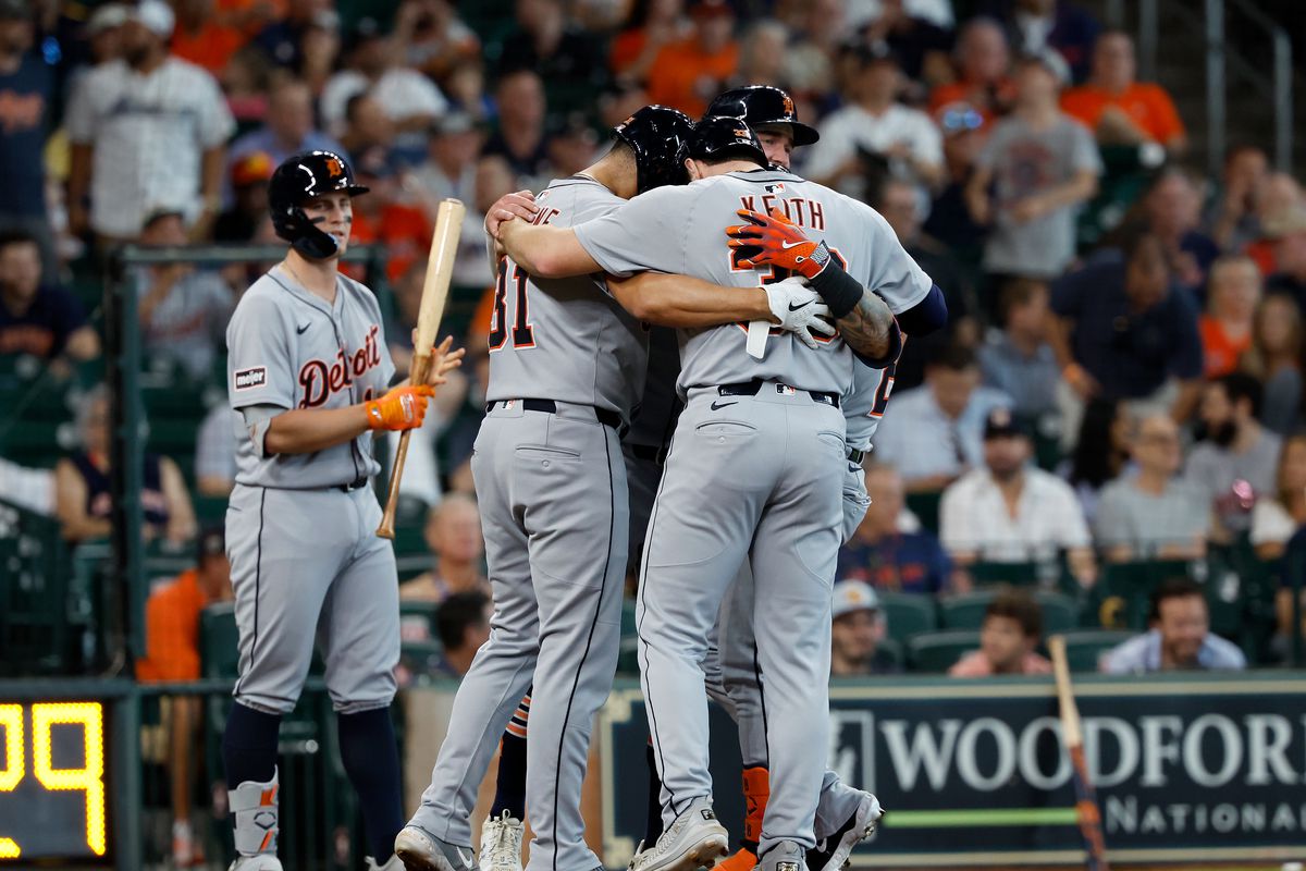 Detroit Tigers on the field during an intense tigers game action