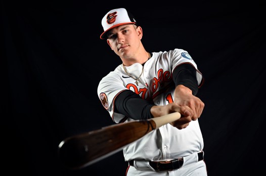 Coby Mayo in action with the Orioles during his 2025 recall
