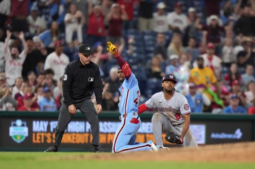Johan Rojas making a stunning outfield play for the Phillies