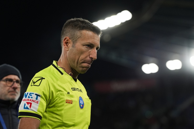 Action during Lecce vs Napoli, capturing a crucial VAR decision