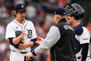 Tyler Owens pitching for the Detroit Tigers